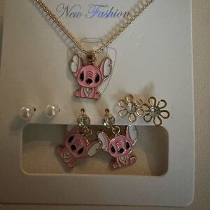 Disney’s Angel from LILO & Stitch necklace, and matching earrings set